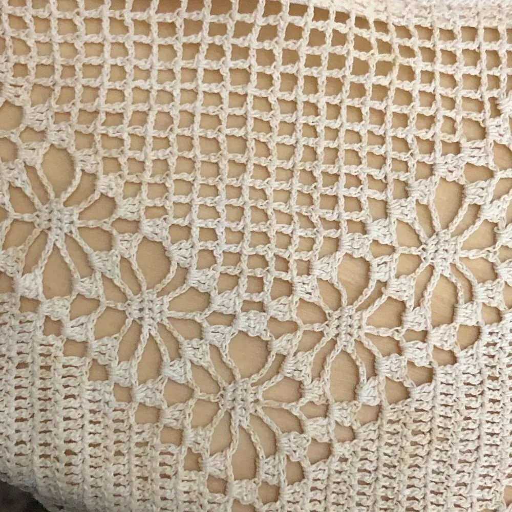 Gorgeous Cottagecore Romantic Handcrafted Linen & Crocheted Lace Ivory Apron